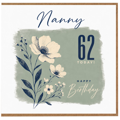Nanny 62nd Birthday Card, Happy Birthday Card for Nanny