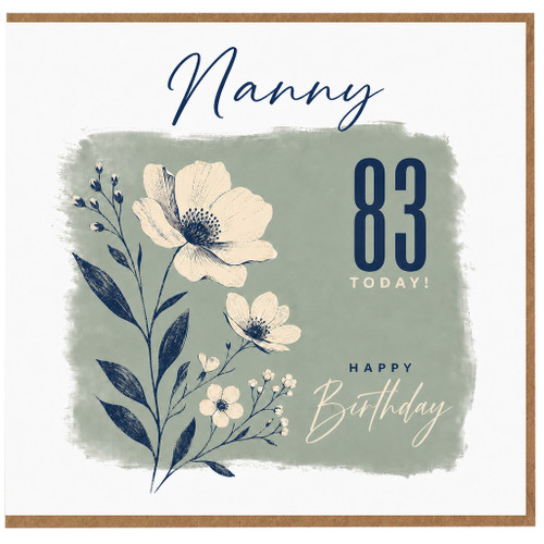 Nanny 83rd Birthday Card, Happy Birthday Nanny 83 Today Floral Card