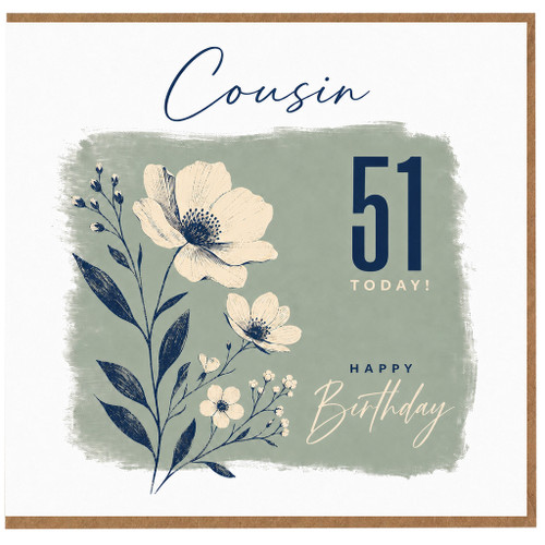 51st Birthday Cousin Birthday Card, Happy Birthday Cousin Card