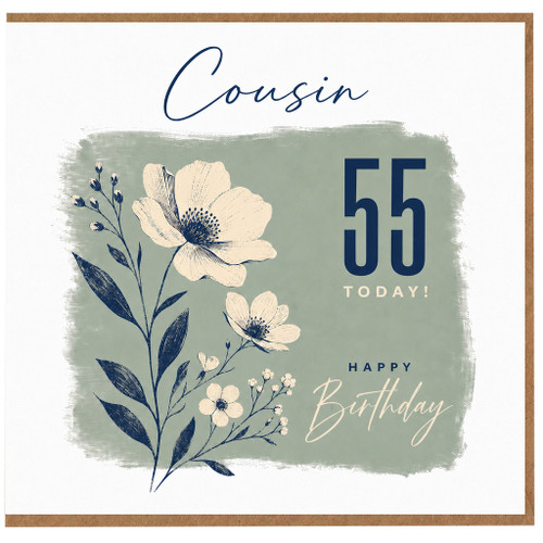 Cousin 55th Birthday Card, Happy Birthday Today Floral Card