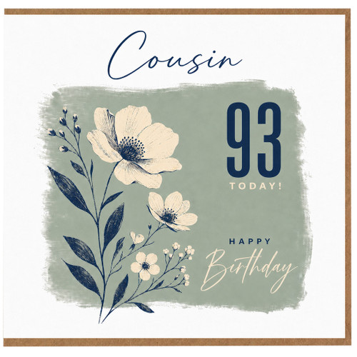 Cousin 93rd Birthday Card, Happy Birthday Floral Card