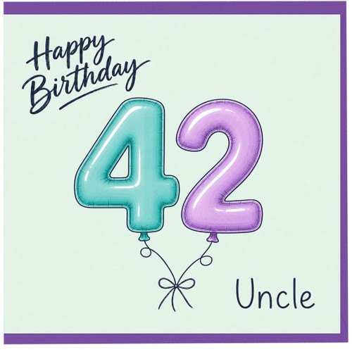 Uncle 42nd Birthday Card, Happy Birthday Balloon Number Card