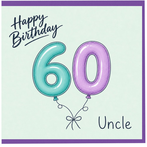 60th Birthday Card for Uncle, Happy Birthday Balloon Design