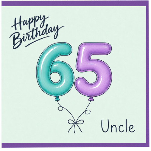 Uncle 65th Birthday Card, Happy Birthday 65 Balloon Design