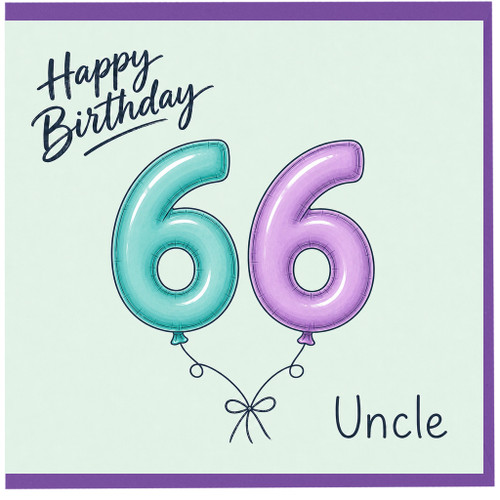 Uncle 66th Birthday Card, Happy Birthday 66 Balloon Design