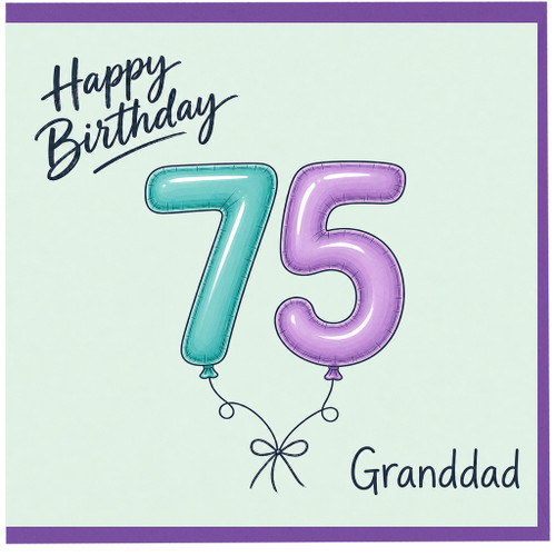 Granddad 75th Birthday Card, Happy Birthday 75 Card
