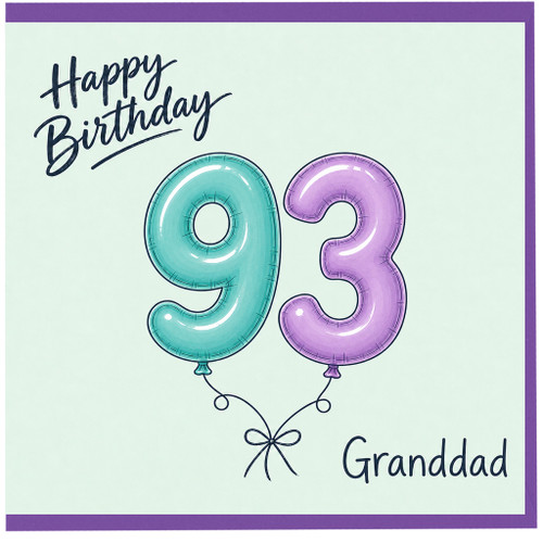 Granddad 93rd Birthday Card, for Grandad