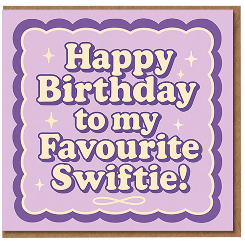 Happy Birthday to my Favourite Swiftie Card - Purple Retro Stars Design, Cute Music Fan Birthday Card for Friend, Partner or Family
