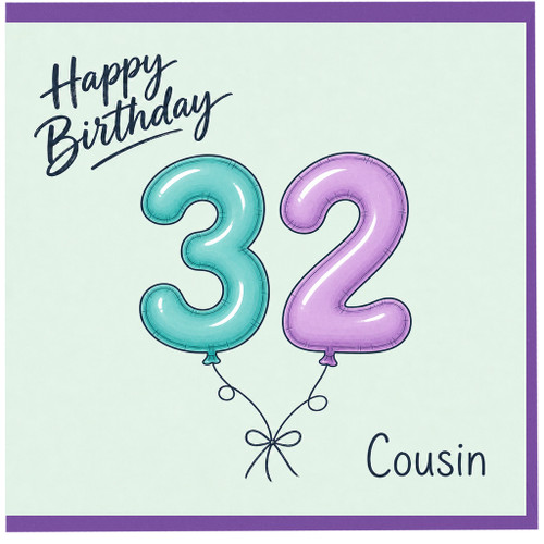 32nd Birthday Cousin Card