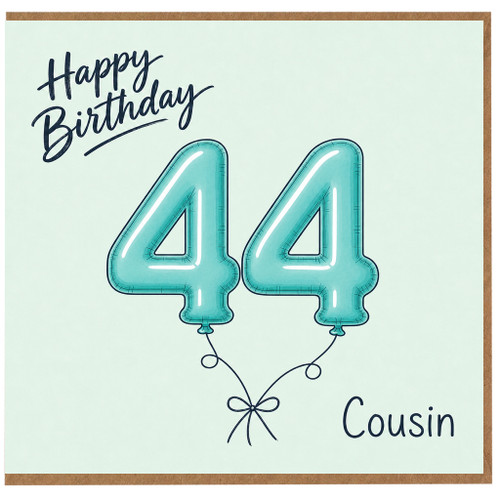 Cousin 44th Birthday Card, Happy Birthday Balloon Number 44 Card