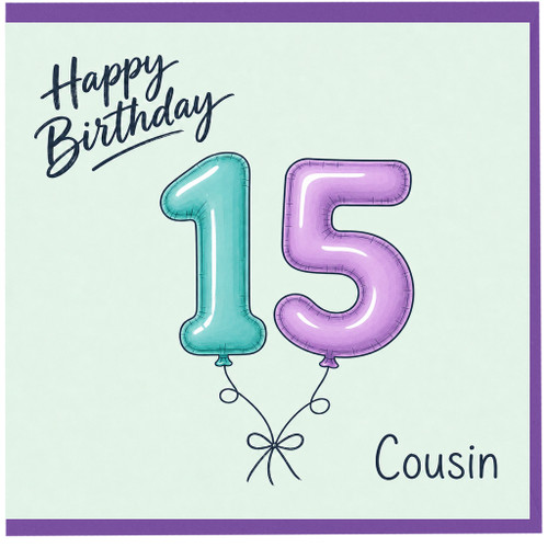 Cousin 75th Birthday Card, Happy Birthday 15 Cousin Card
