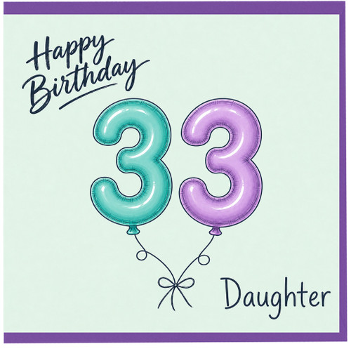 Daughter 33rd Birthday Card, Happy Birthday Balloon Number 33 Design