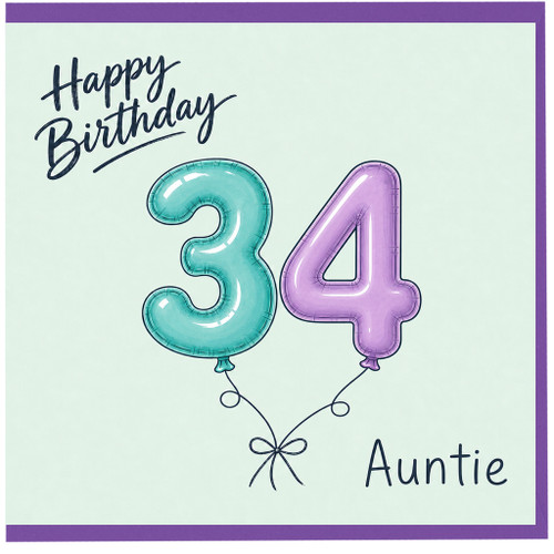 Auntie 34th Birthday Card