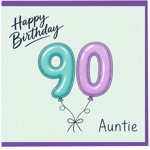 Auntie 90th Birthday Card, Happy Birthday 90 Card