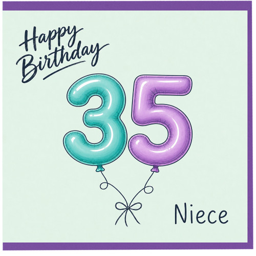 Niece 35th Birthday Card, Happy Birthday Balloon Number 35 Card