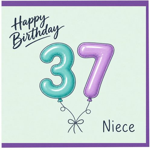 Niece 37th Birthday Card, Happy Birthday Balloons Design