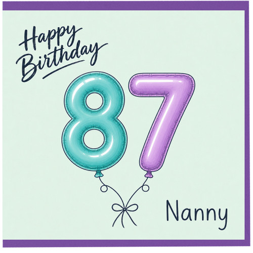 Nanny 87th Birthday Card, Happy Birthday 87 Balloon Card