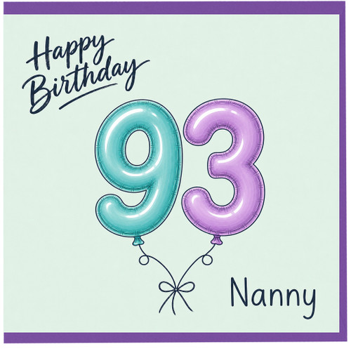 Nanny 93rd Birthday Card, Happy Birthday Balloon Design