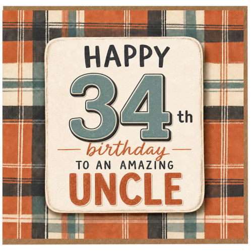 34th Birthday Card for Uncle, Happy 34th Birthday to an Amazing Uncle Card