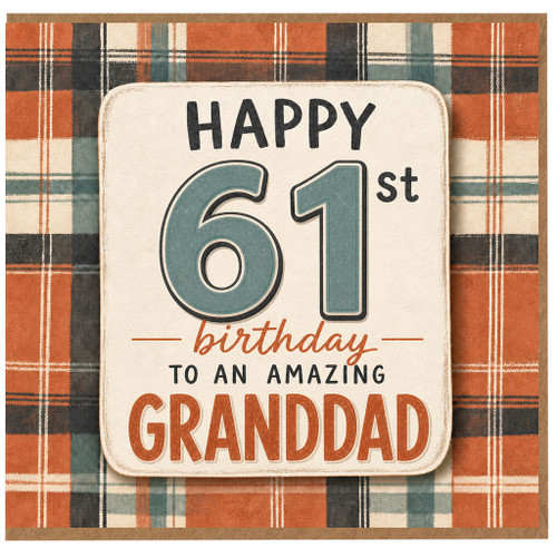 61st Birthday Card for Granddad, Happy 61st Birthday to an Amazing Granddad