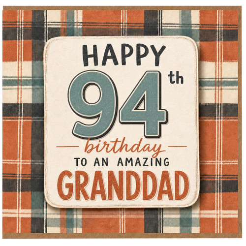 Granddad 94th Birthday Card, Happy 94th Birthday to an Amazing Grandad Card
