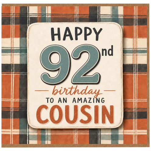 92nd Birthday Cousin Card, Happy 92nd Birthday to an Amazing Cousin