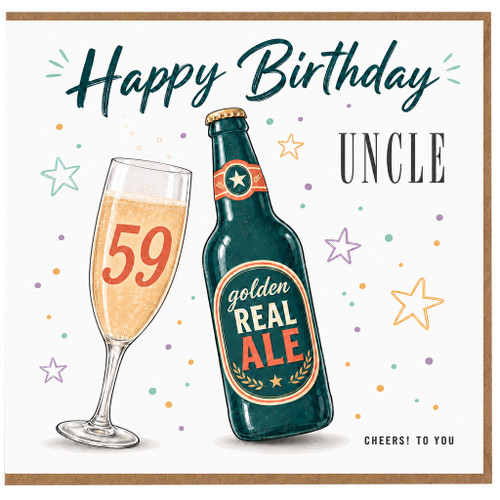 59th Birthday Card for Uncle, Happy Birthday Uncle Beer and Champagne Card