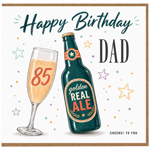 85th Birthday Card for Dad, Happy Birthday Beer and Ale Design