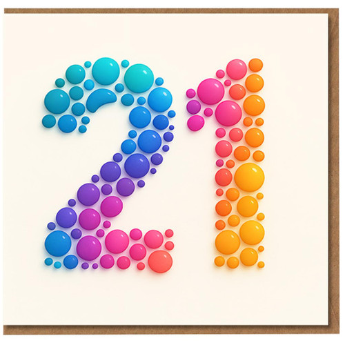 21st Birthday Card - Colourful Gradient Dot Number Design - Modern Minimal Milestone Card for Anyone Turning Twenty-One