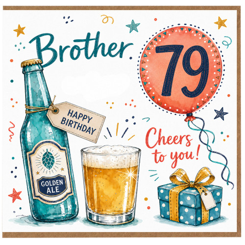 Brother 79th Birthday Card, Cheers to You Happy Birthday Card for Brother