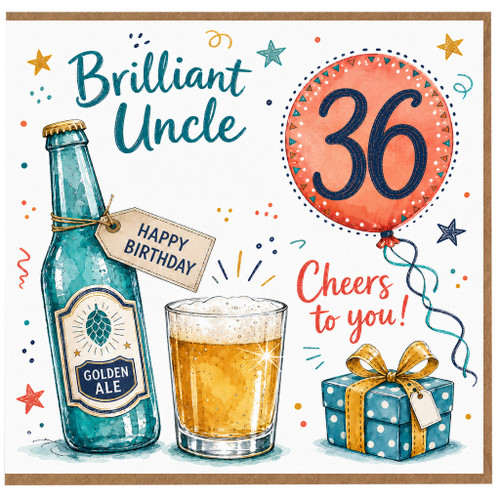 36th Birthday Card for Uncle, Brilliant Uncle Cheers to You