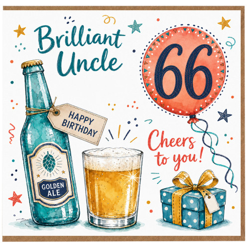 Uncle 66th Birthday Card, Brilliant Uncle Happy Birthday Cheers to You Beer Greeting Card