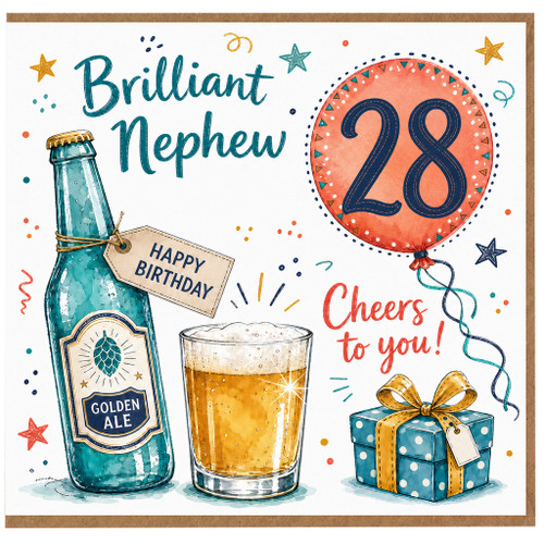 28th Birthday Card for Nephew, Brilliant Nephew Happy Birthday Card