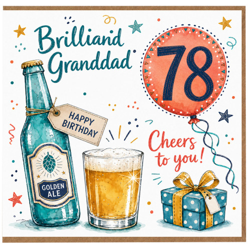 78th Birthday Card for Granddad, Cheers to You Birthday Card for Granddad
