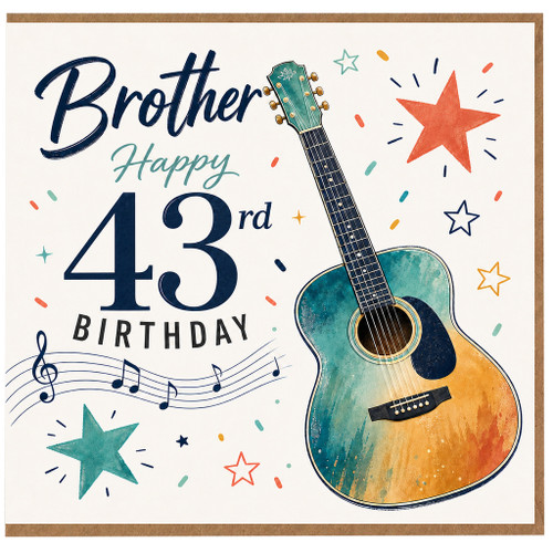 Brother 43rd Birthday Card, Guitar Music Theme Birthday Card