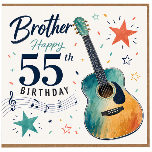 Brother 55th Birthday Card, Musical Guitar Design
