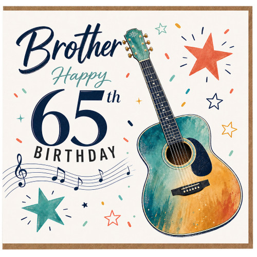 Brother 65th Birthday Card with Guitar Design