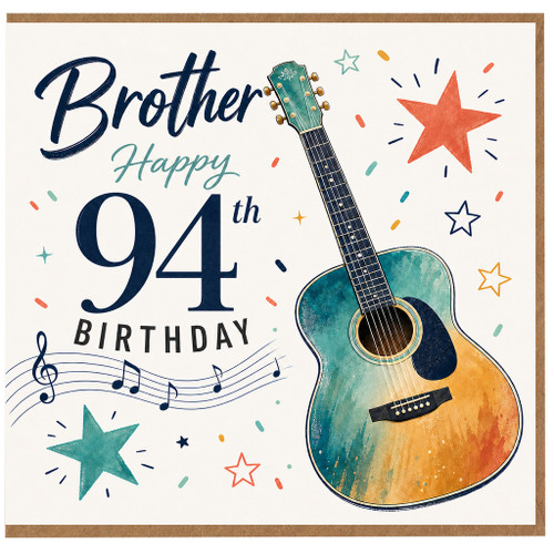 Brother 94th Birthday Card, Happy 94th Birthday Guitar Music Design