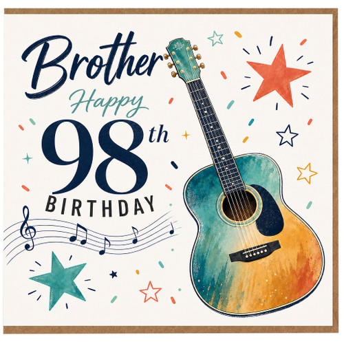 98th Birthday Card for Brother, Guitar Themed Birthday Card
