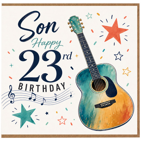 Son 23rd Birthday Card, Guitar Music Design