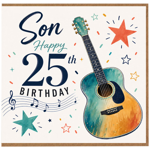 Son 25th Birthday Card, Music Guitar Design