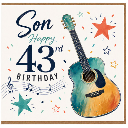 Son 43rd Birthday Card, Guitar Music Birthday Card