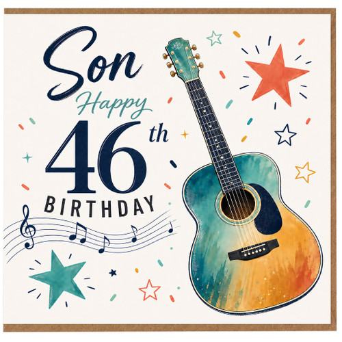 Son 46th Birthday Card, Music and Guitar Design