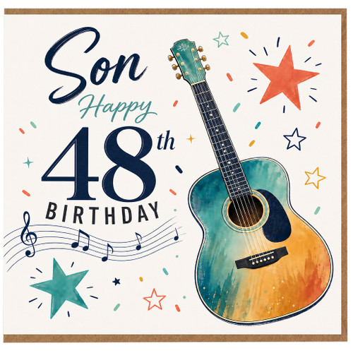 48th Birthday Card for Son, Musical Guitar Birthday Card