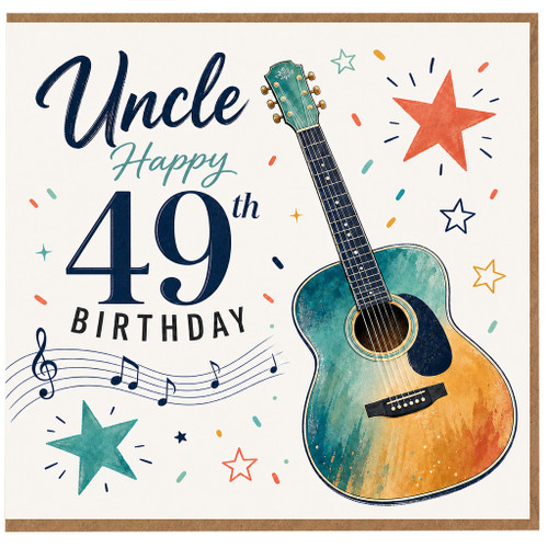 Uncle 49th Birthday Card, Musical Guitar Birthday Card
