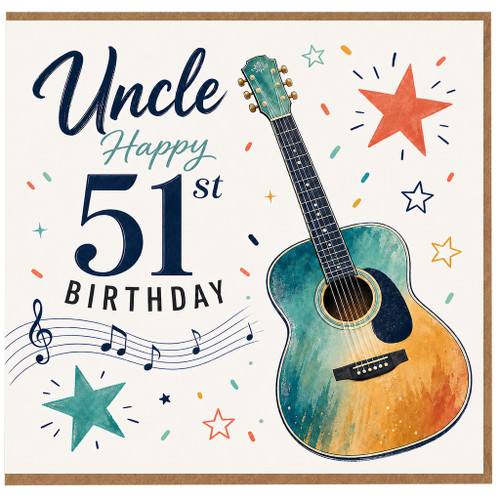 Uncle 51st Birthday Card, Musical Guitar Design