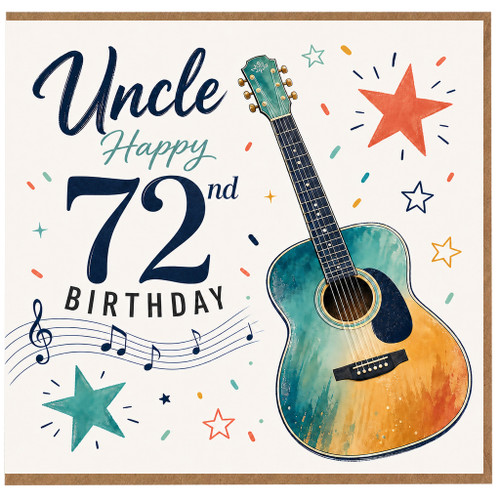 Uncle 72nd Birthday Card, Happy 72nd Birthday Guitar Card