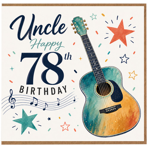 78th Birthday Uncle Card, Happy 78th Birthday Guitar Music Card