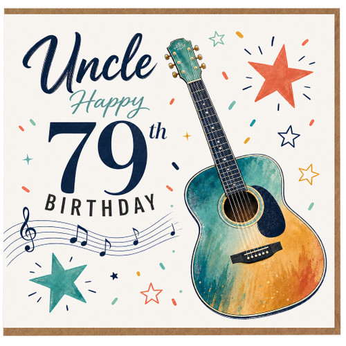 Uncle 79th Birthday Card, Guitar Music Design Birthday Card