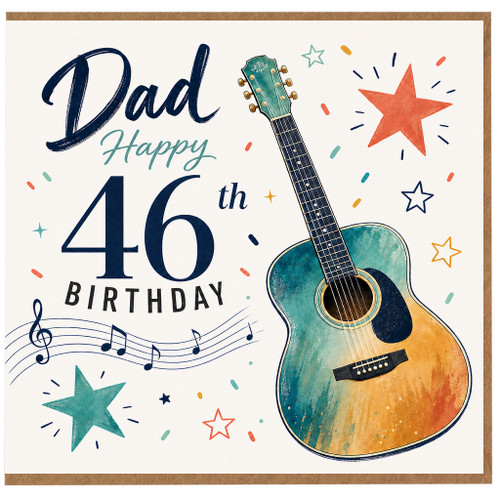 46th Birthday Card for Dad, Guitar Music Themed Happy Birthday Card
